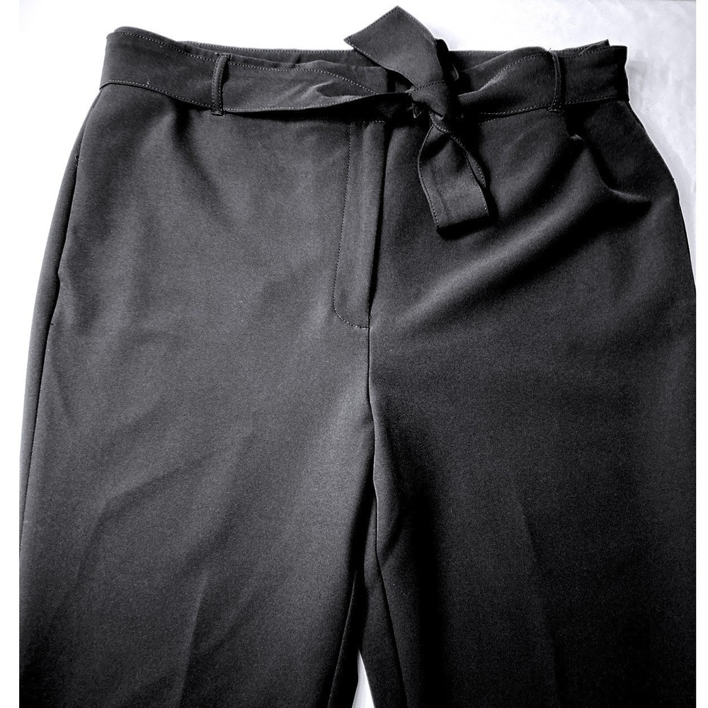 Chico's Belted High Rise Trouser Pants Size 2.5/14 Black Workwear Dinner Outfits